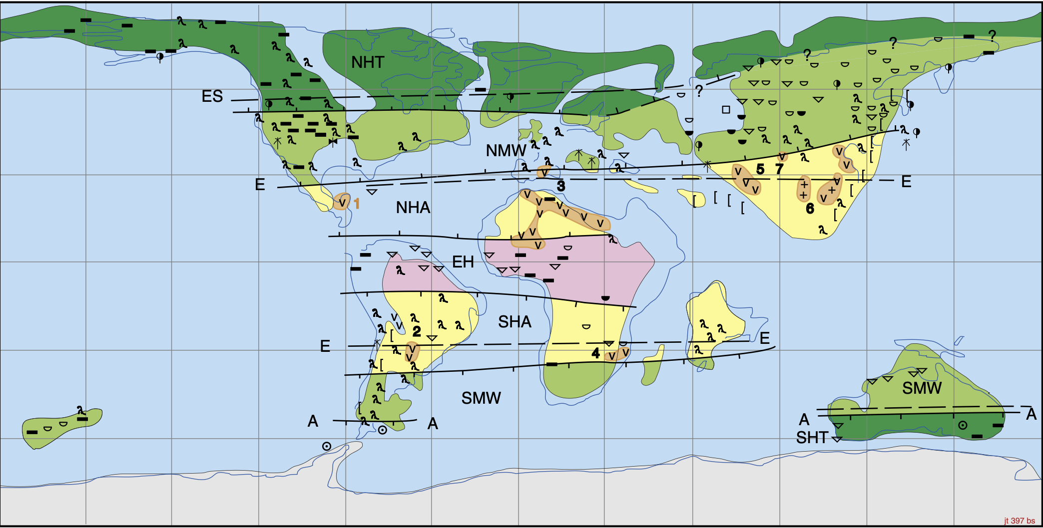Climate map for the Maastrichtian (~72-66 Ma)