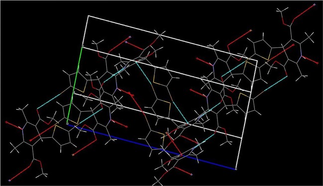Packing arrangements of 5a with hydrogen bonding.