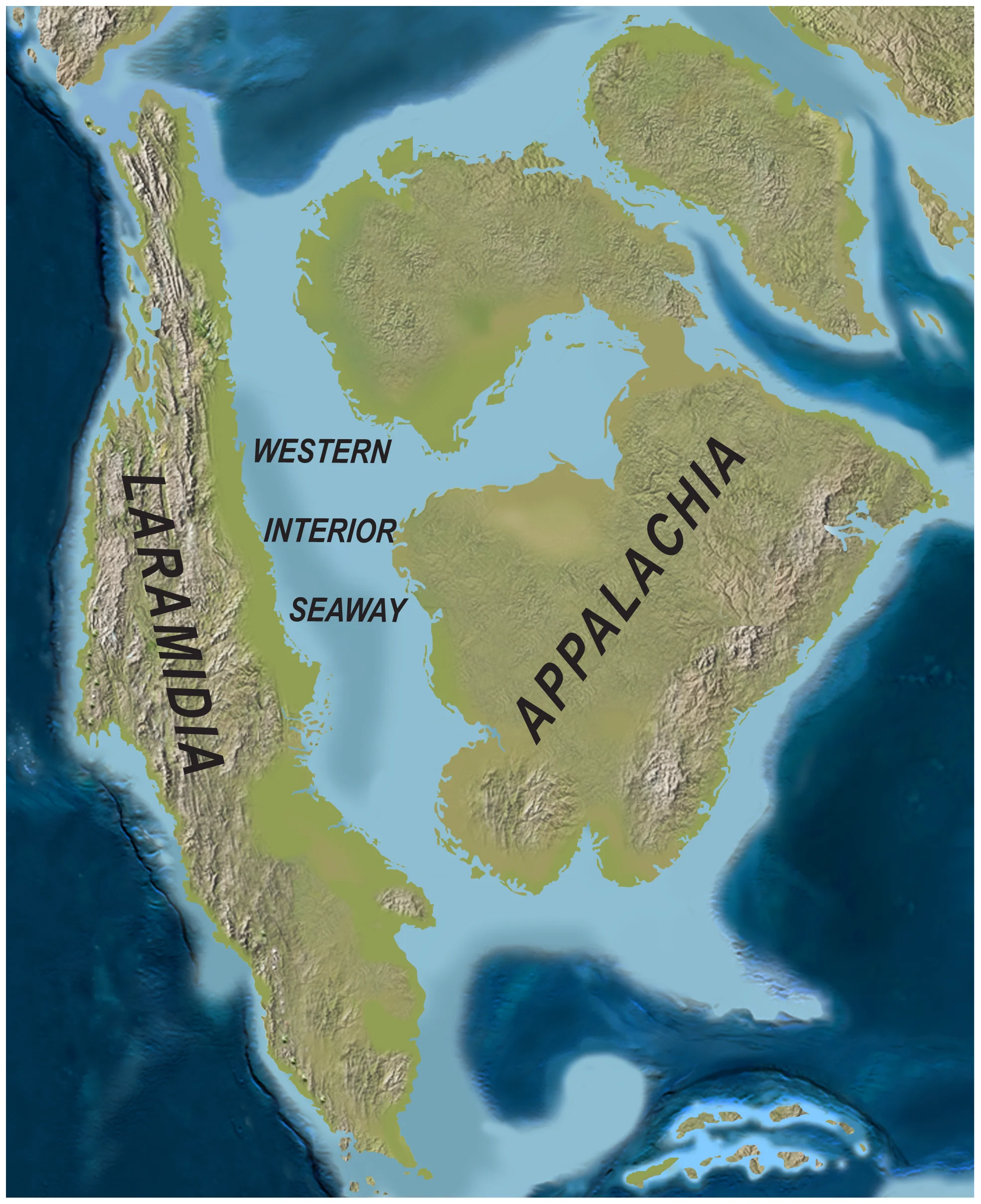Figure 1. Paleogeography of North America during the late Campanian Stage of the Late Cretaceous (∼75 Ma).