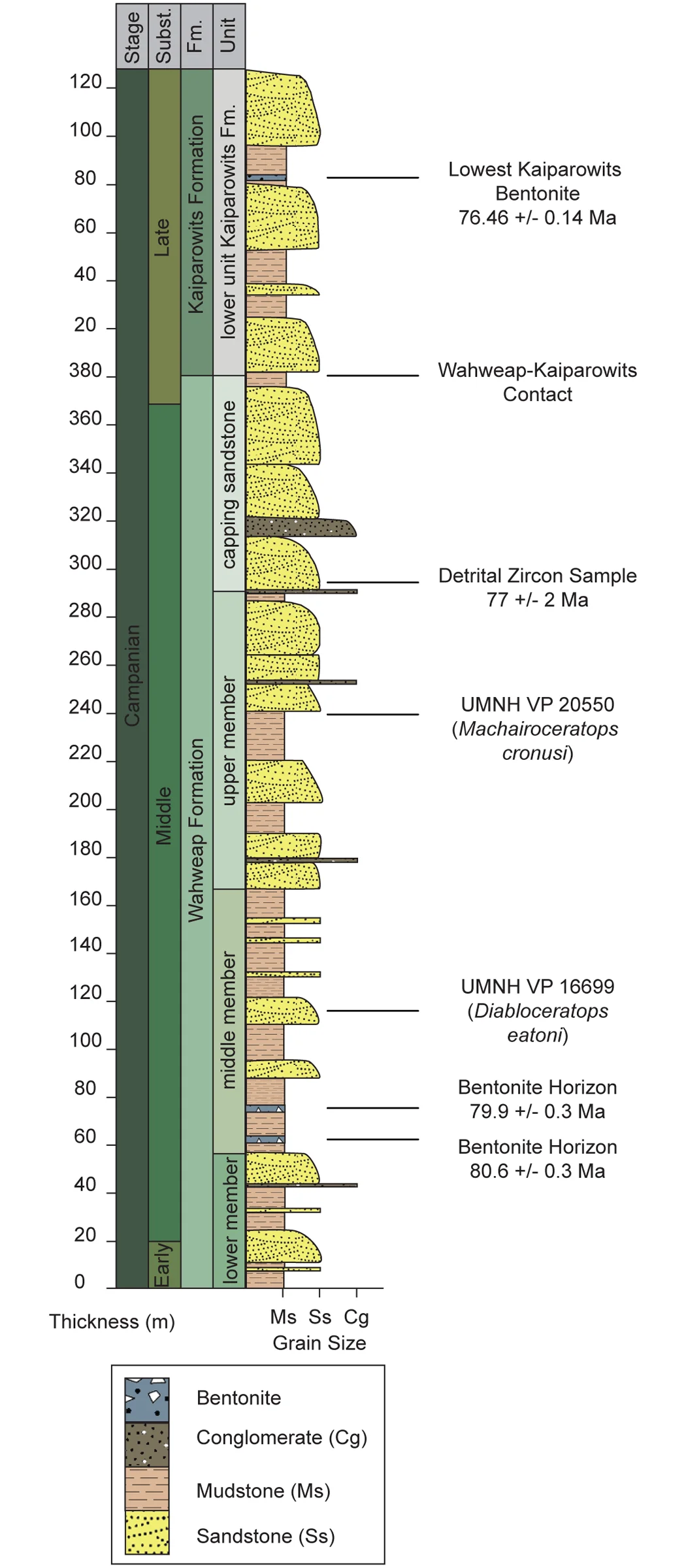 Fig 2. Schematic Stratigraphic Section of the Wahweap Formation.