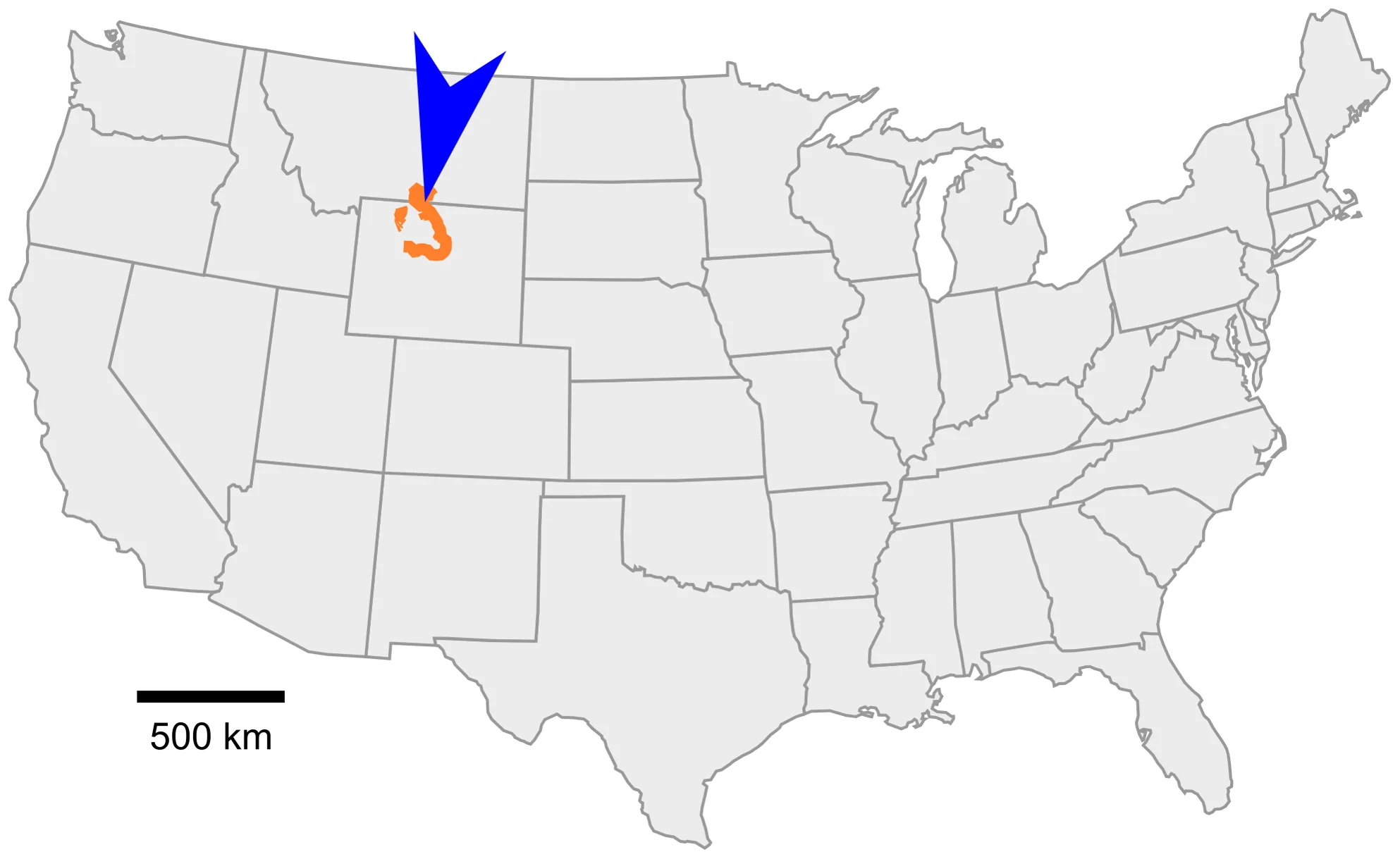 Figure 2. Location map for the holotype of Aquilops americanus within the contiguous United States of America.